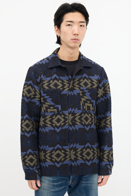 Wax London Navy 
Multi Geometric Quilted Jacket