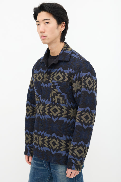 Wax London Navy 
Multi Geometric Quilted Jacket