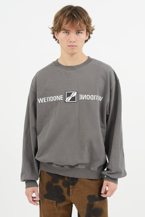 We11done Grey Logo Patch Sweatshirt