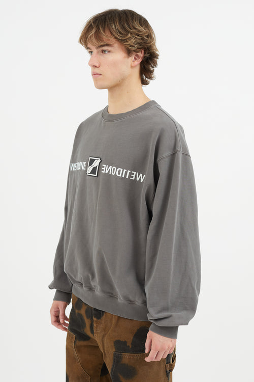 We11done Grey Logo Patch Sweatshirt