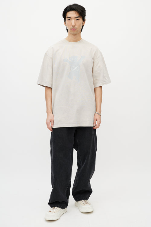 We11done Grey Oversized Logo T-Shirt