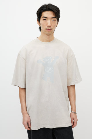 We11done Grey Oversized Logo T-Shirt