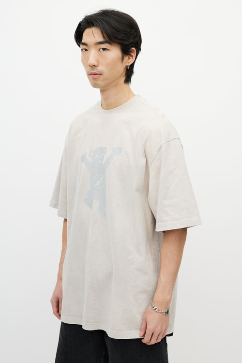 We11done Grey Oversized Logo T-Shirt