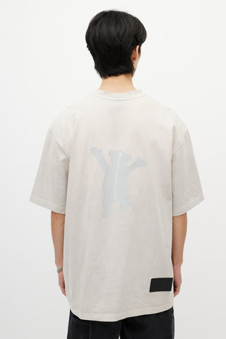 We11done Grey Oversized Logo T-Shirt