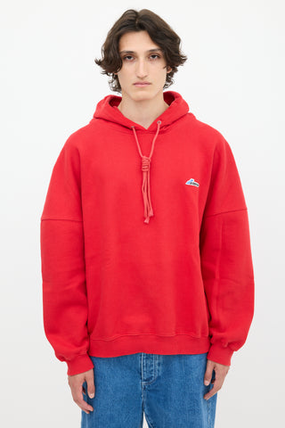 We11done Red Cyber Friends Logo Hoodie