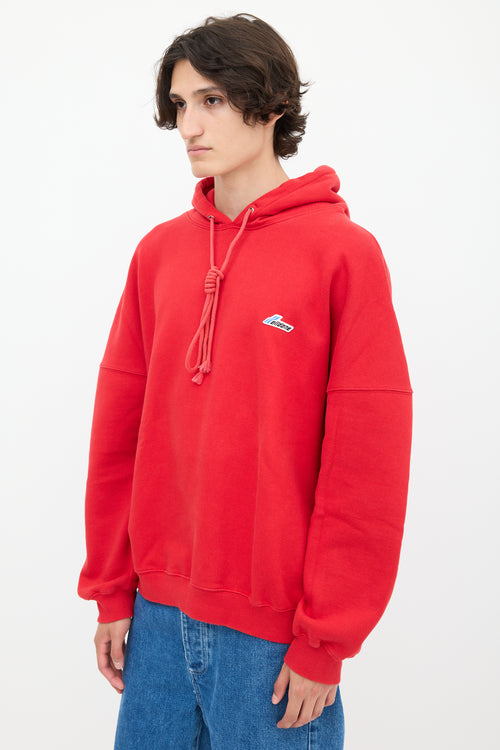 We11done Red Cyber Friends Logo Hoodie