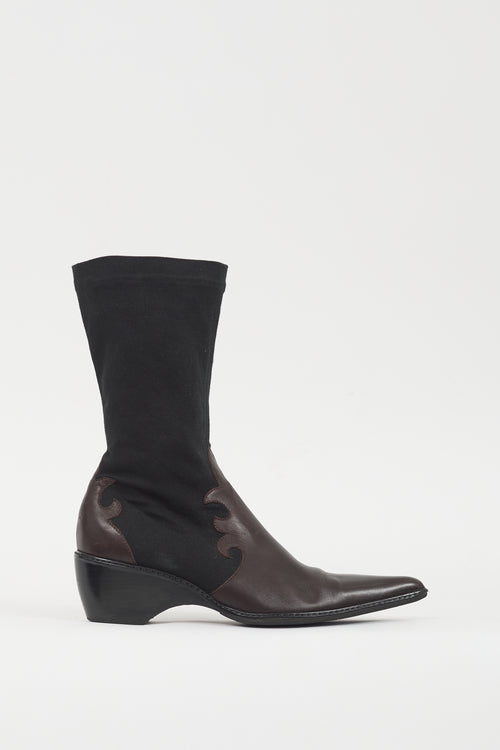 Walter Steiger Black 
Brown Leather Western Boot