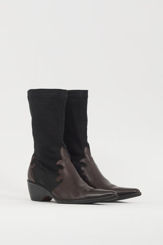 Walter Steiger Black 
Brown Leather Western Boot