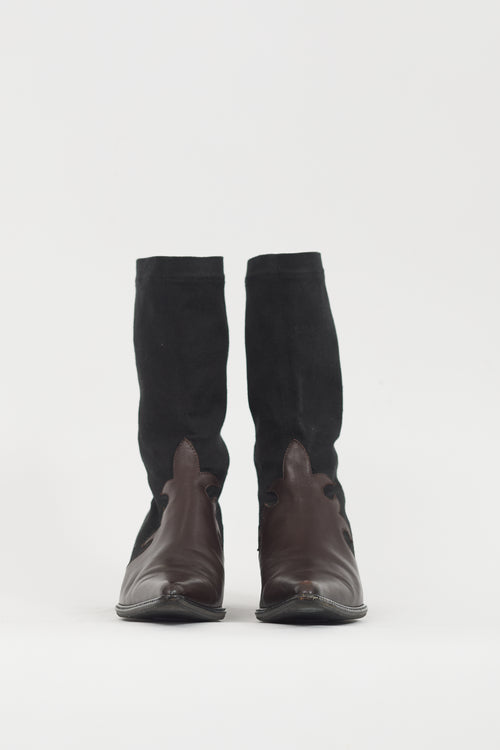 Walter Steiger Black 
Brown Leather Western Boot