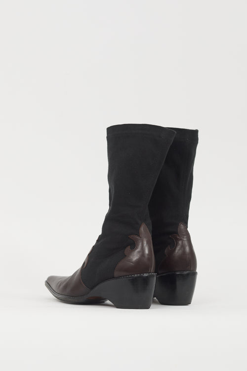 Walter Steiger Black 
Brown Leather Western Boot