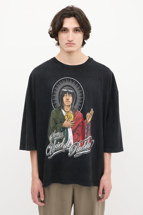 Willy Chavarria Black 
Multicolour Graphic T-Shirt