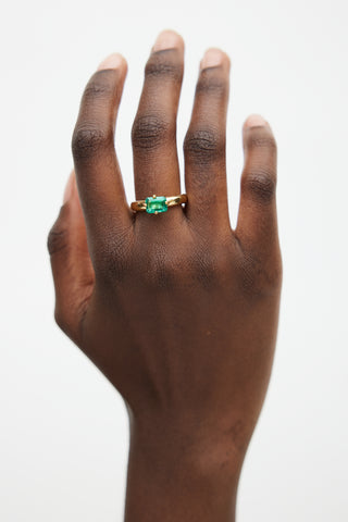 Wolf Circus 14k Gold Plated 
Green Gem Mel Ring