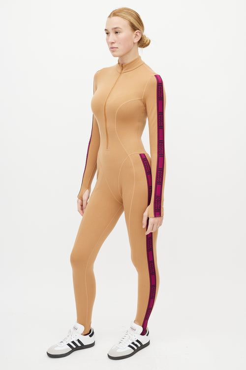 Wolford Beige 
Purple Logo Jumpsuit