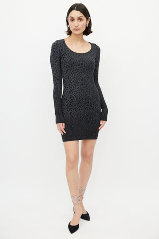 Wolford Black Metallic Patterned Knit Dress