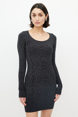 Wolford Black Metallic Patterned Knit Dress