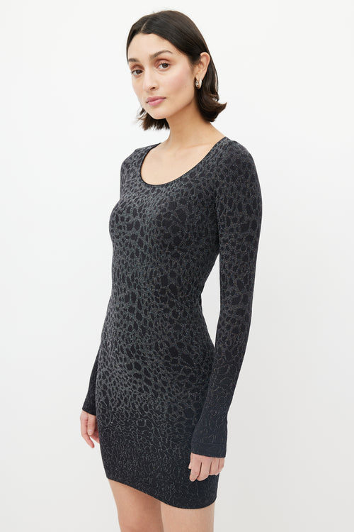 Wolford Black Metallic Patterned Knit Dress