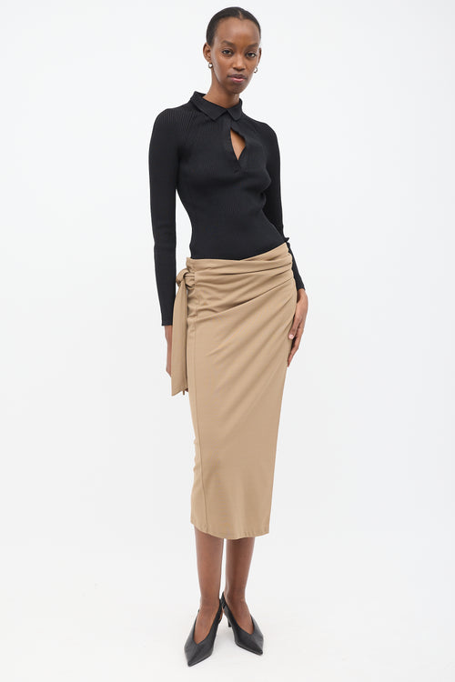 Wolford Brown Origami Drape Wrap Skirt