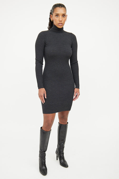 Wolford Grey Rib Knit Bodycon Dress