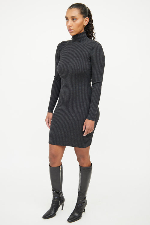 Wolford Grey Rib Knit Bodycon Dress