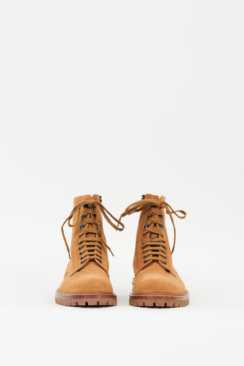 Woman by Common Projects Brown Suede Zip Combat Boot