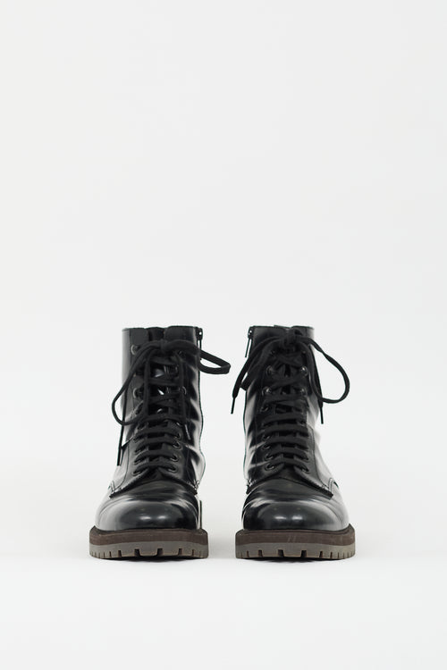 Woman by Common Projects Black Leather Combat Boot