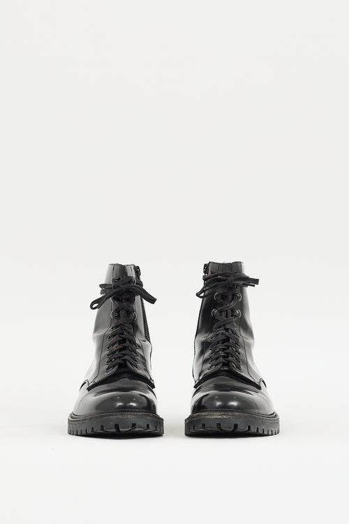 Woman by Common Projects Black Patent Leather Combat Boot