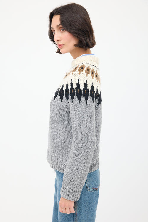 Wommelsdorff Grey 
Multi Cashmere Lotta Fair Isle Sweater