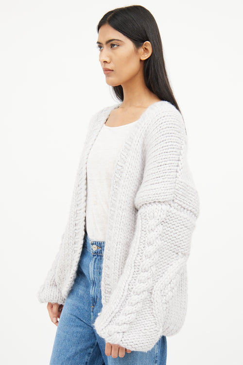 Woolnia Grey Chunky Knit Wool Cardigan