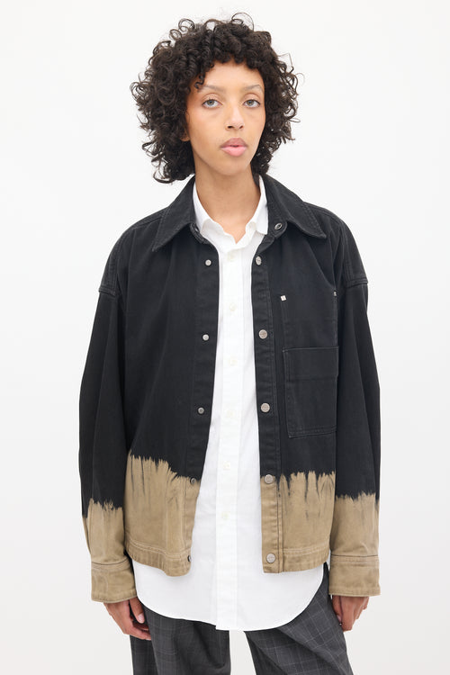 Wooyoungmi Black 
Brown Dip Dye Denim Jacket