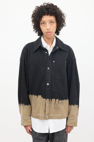 Wooyoungmi Black 
Brown Dip Dye Denim Jacket