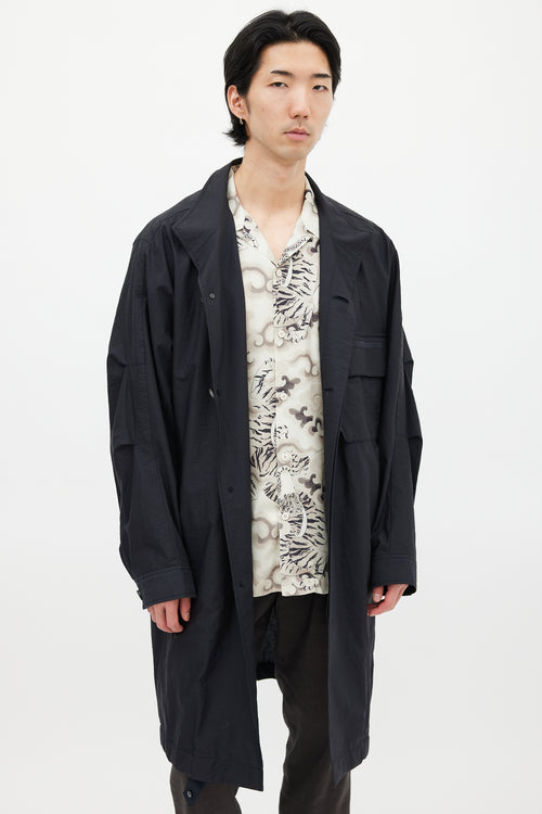 Wooyoungmi Black Cotton 
Nylon Trench Coat