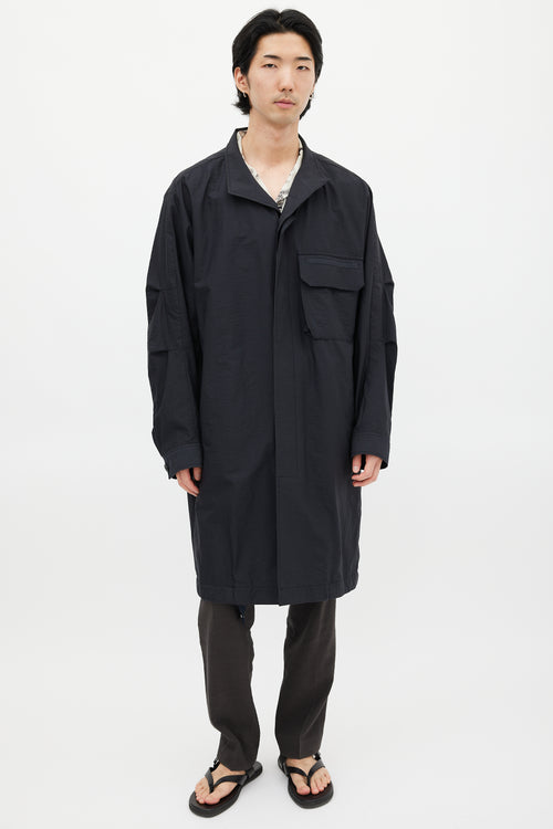 Wooyoungmi Black Cotton 
Nylon Trench Coat