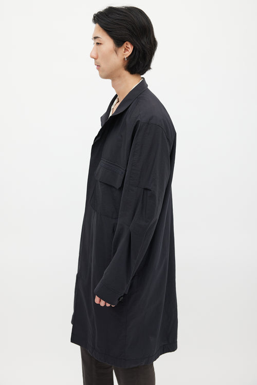 Wooyoungmi Black Cotton 
Nylon Trench Coat