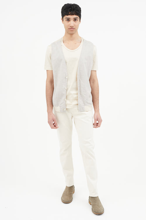 Wooyoungmi Cream 
Grey Shirt Vest