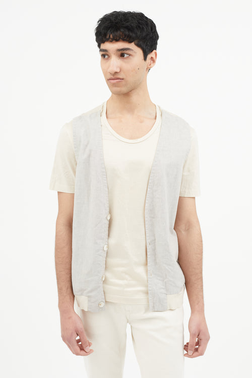 Wooyoungmi Cream 
Grey Shirt Vest