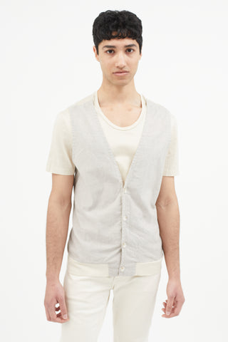 Wooyoungmi Cream 
Grey Shirt Vest