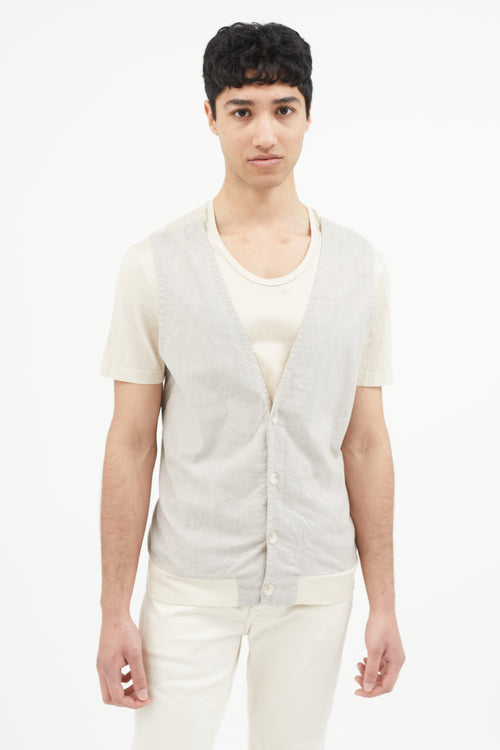 Wooyoungmi Cream 
Grey Shirt Vest