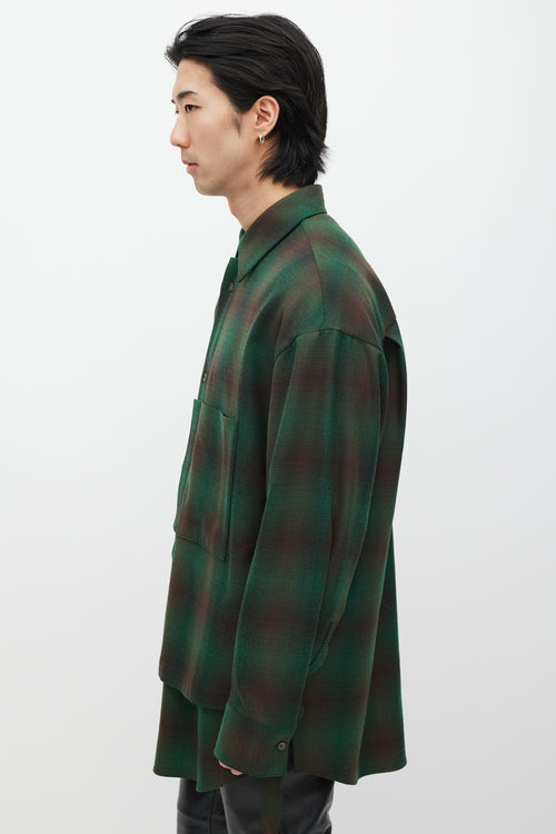 Wooyoungmi Green 
Brown Wool Layered Plaid Shirt