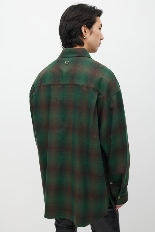 Wooyoungmi Green 
Brown Wool Layered Plaid Shirt