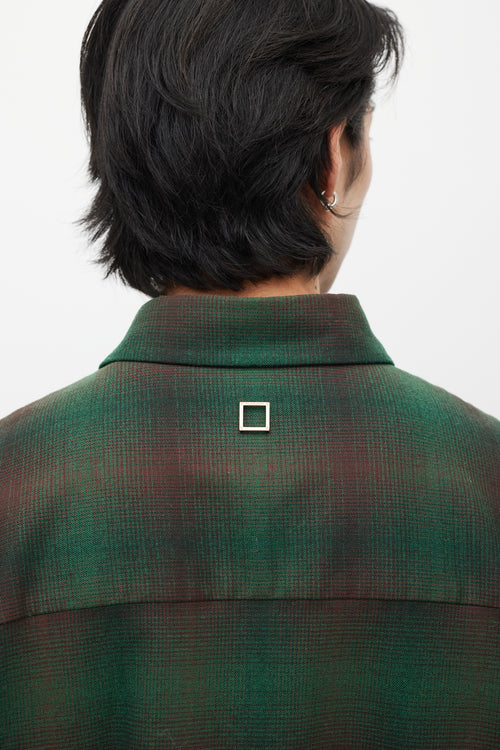 Wooyoungmi Green 
Brown Wool Layered Plaid Shirt