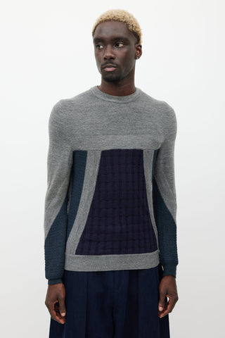 Wooyoungmi Grey 
Navy Wool Knit Sweater