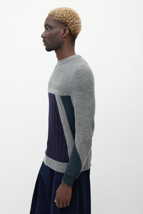 Wooyoungmi Grey 
Navy Wool Knit Sweater