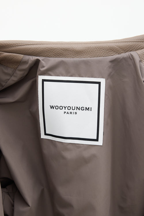 Wooyoungmi Taupe Two Pocket Zip Leather Jacket