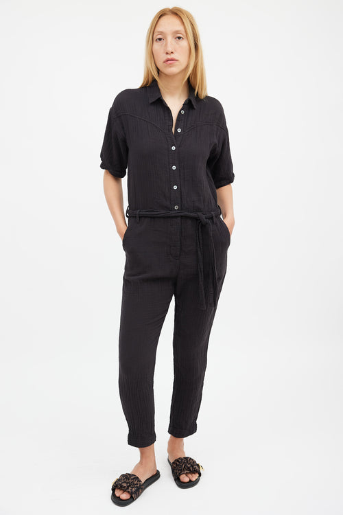 Xirena Black Muslin Belted Jumpsuit