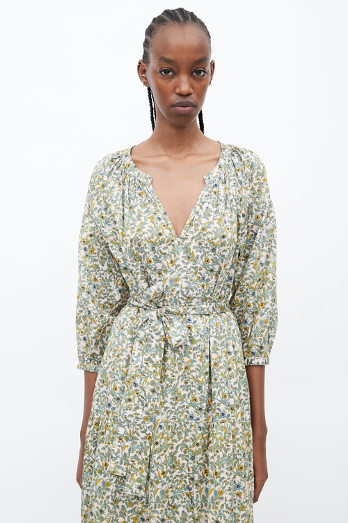 Xirena Green 
Multicolour Floral Belted Dress