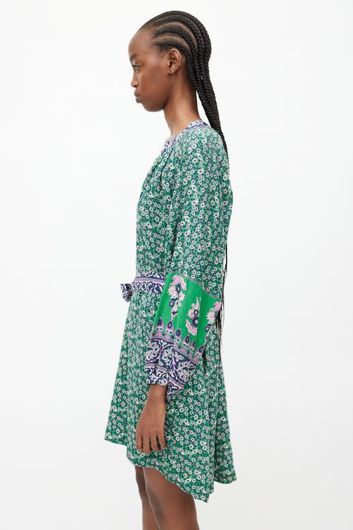 Xirena Green 
Multicolour Floral Belted Dress