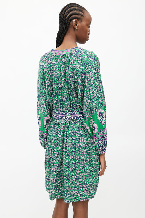 Xirena Green 
Multicolour Floral Belted Dress