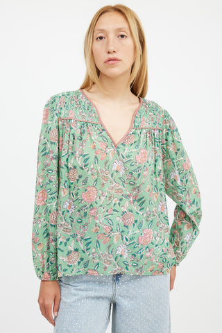 Xirena Green 
Pink Floral Blouse