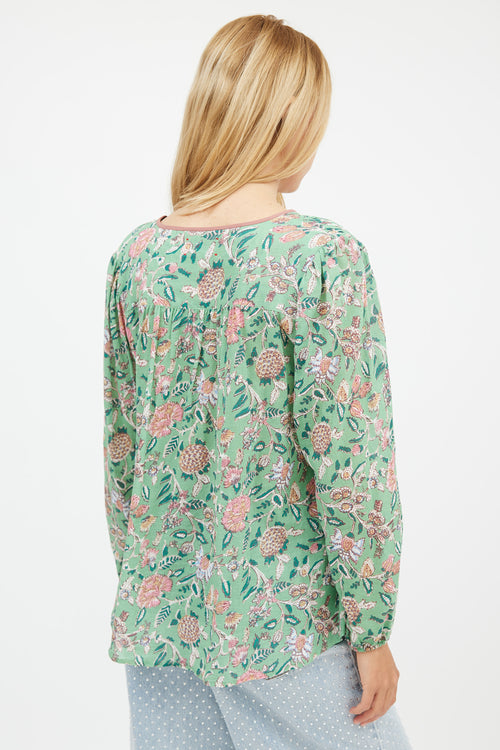 Xirena Green 
Pink Floral Blouse