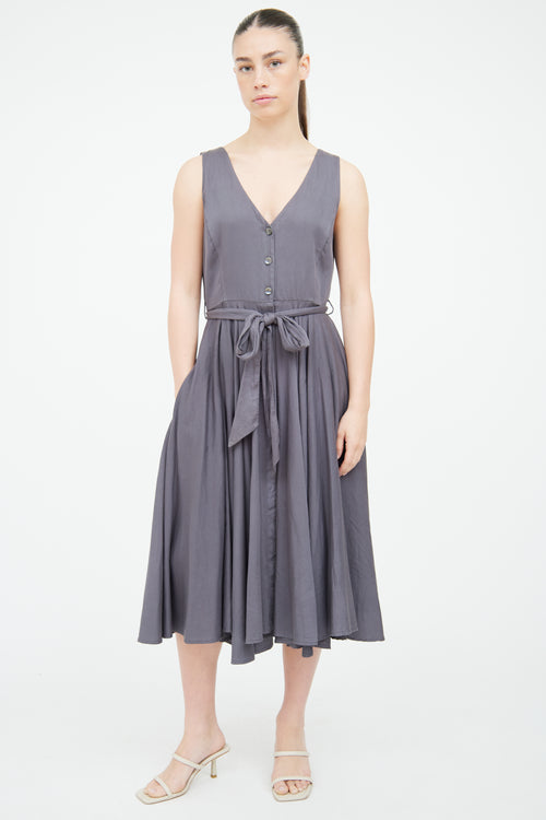 Xirena Grey Cotton Button Front Dress